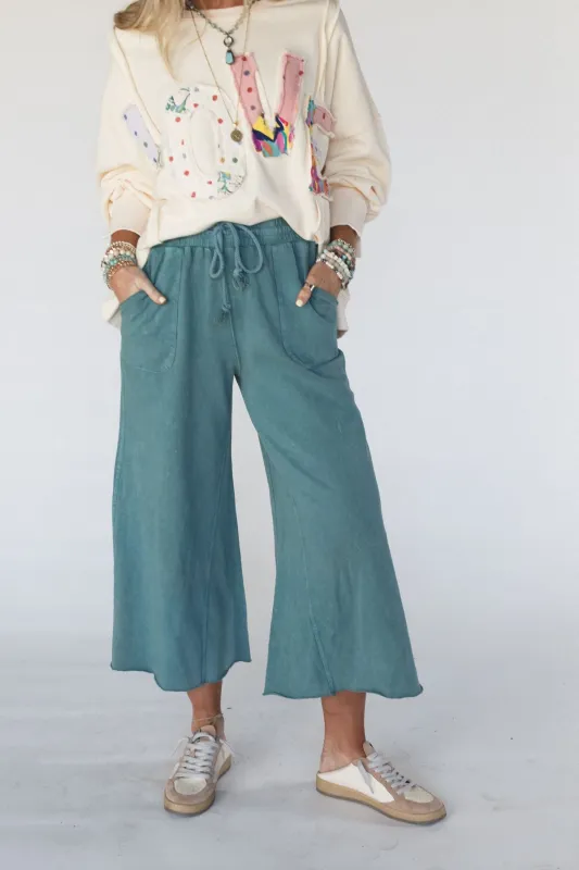 Relaxing Robin Wide Leg Pant - Teal Green sold by Three Bird Nest