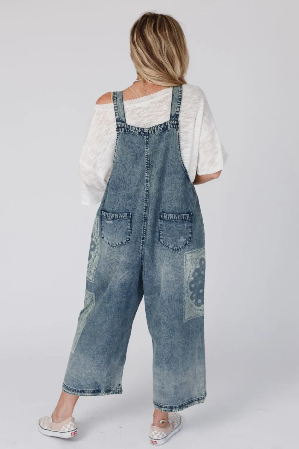 High Hopes Slouchy Denim Overalls - Denim Bandana sold by Three Bird Nest product image thumbnail 5