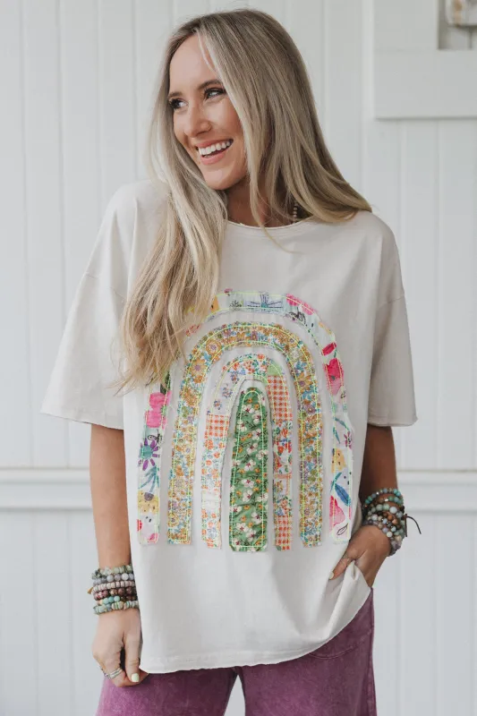 Arch Of Dreams Patchwork Top - Beige sold by Three Bird Nest