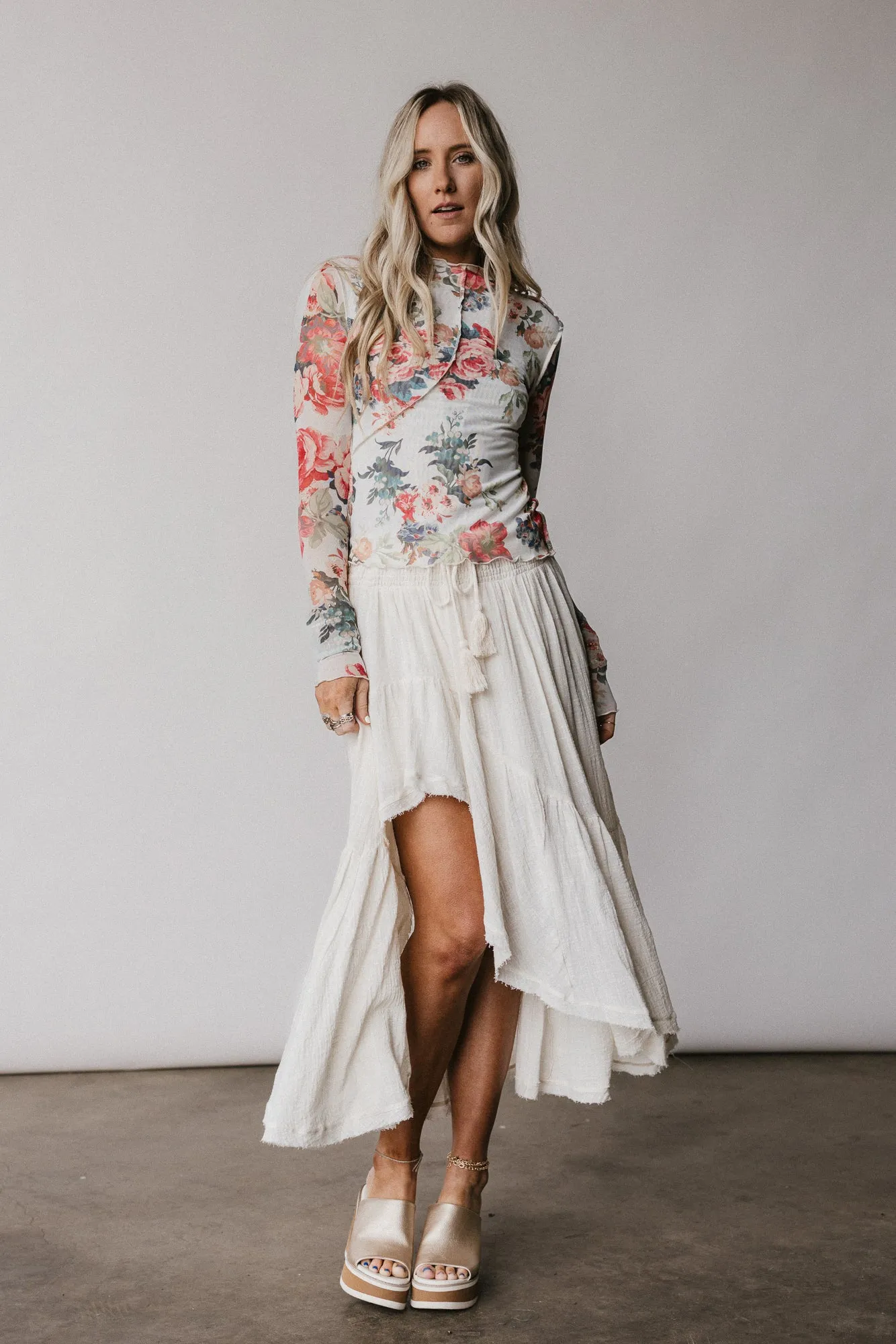 Rosebud Floral Top - Cream sold by Three Bird Nest product image thumbnail 3