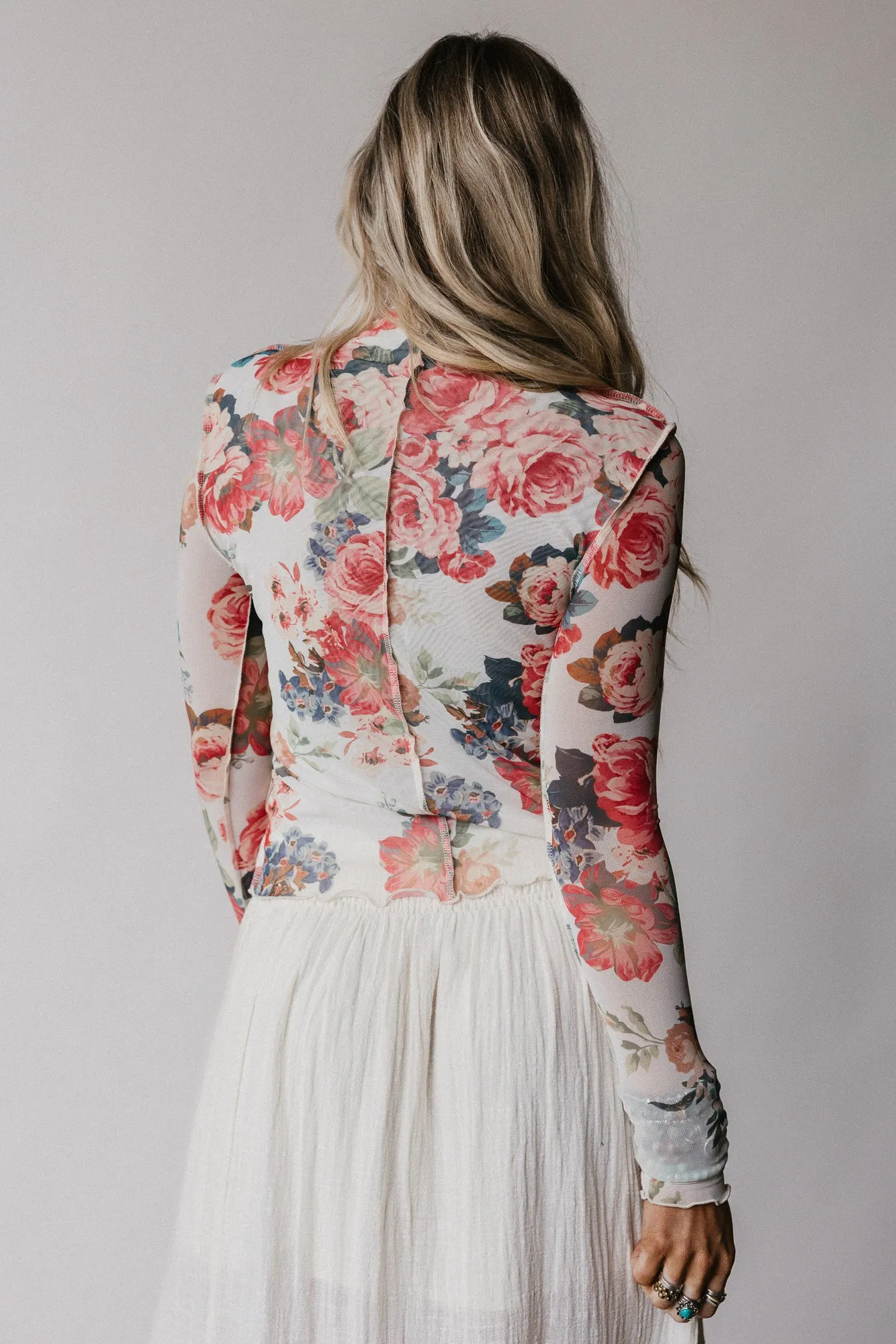 Rosebud Floral Top - Cream sold by Three Bird Nest product image thumbnail 4