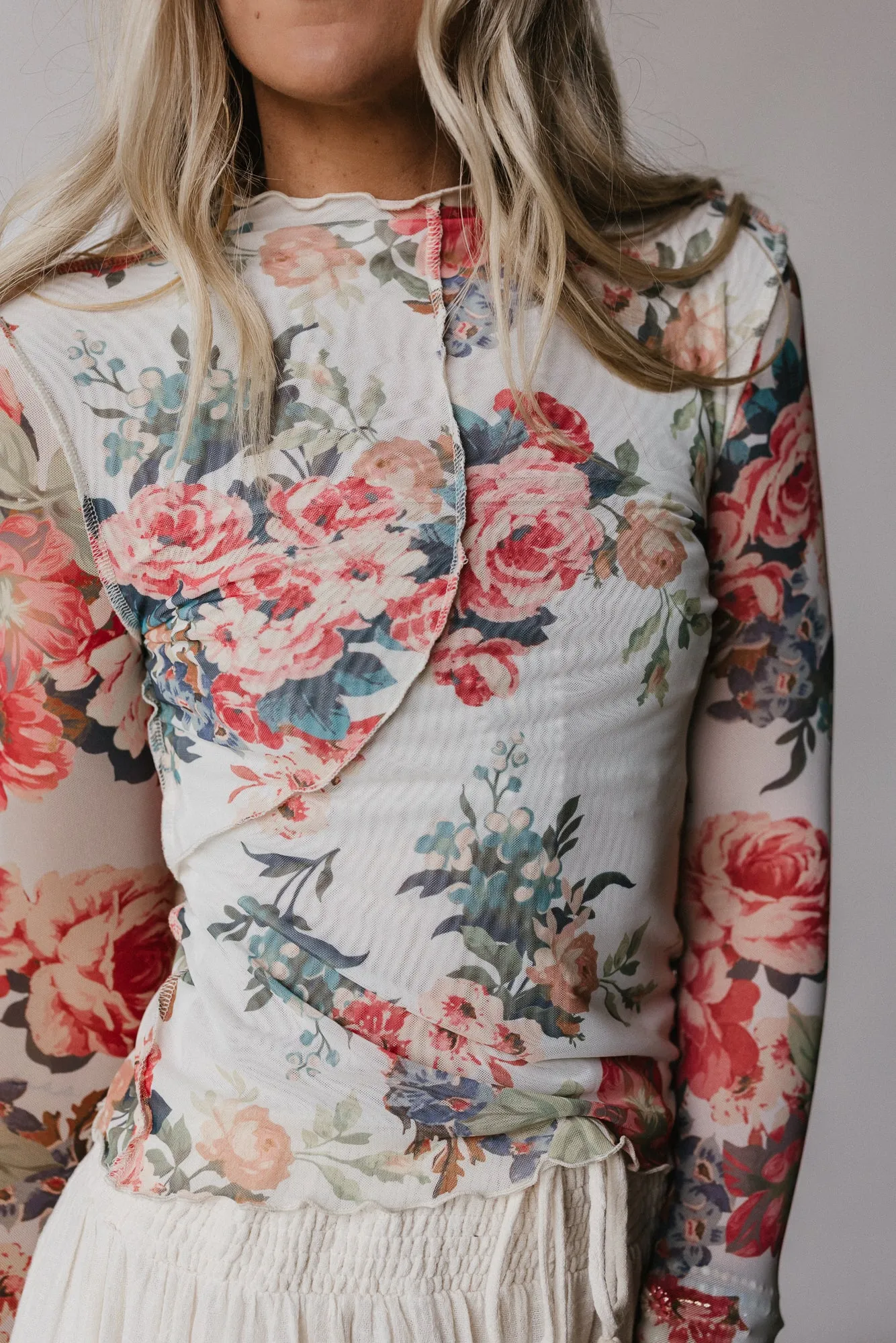Rosebud Floral Top - Cream sold by Three Bird Nest