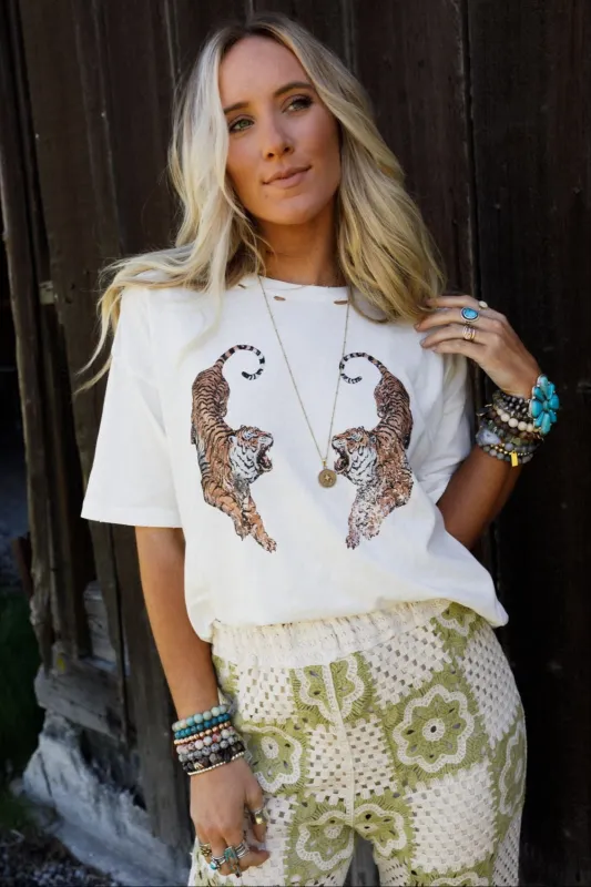Roaring Tigers Graphic Tee - Ivory sold by Three Bird Nest