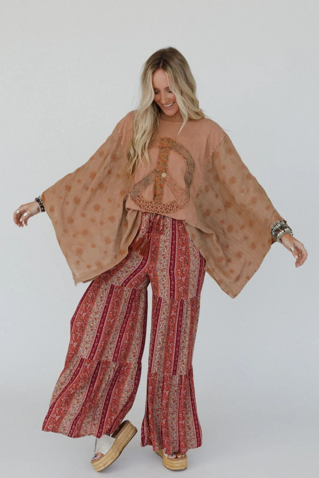 Peace Path Embroidered Top - Mocha sold by Three Bird Nest product image thumbnail 3