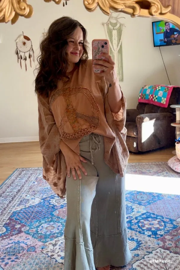 Peace Path Embroidered Top - Mocha sold by Three Bird Nest