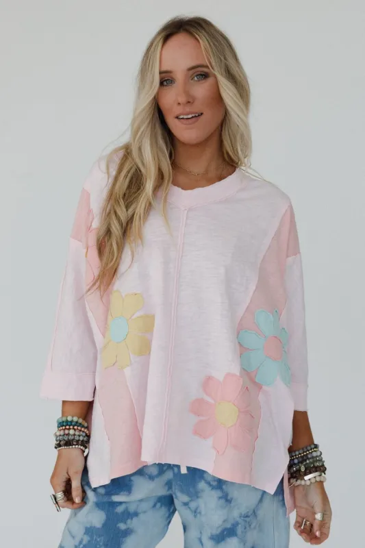 Chasing Bliss Flower Patch Top - Pink sold by Three Bird Nest