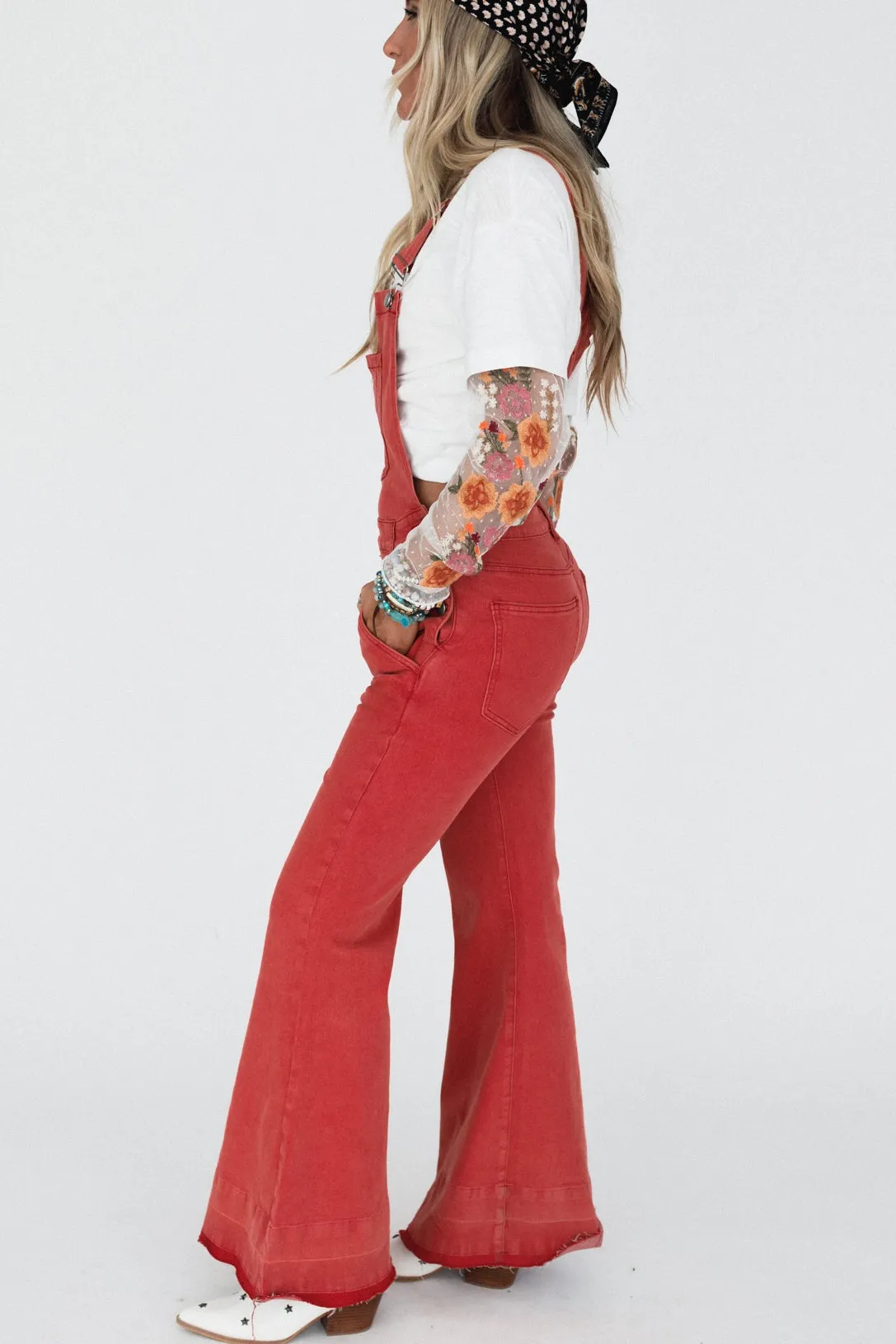 Holly Denim Overalls - Red sold by Three Bird Nest product image thumbnail 5