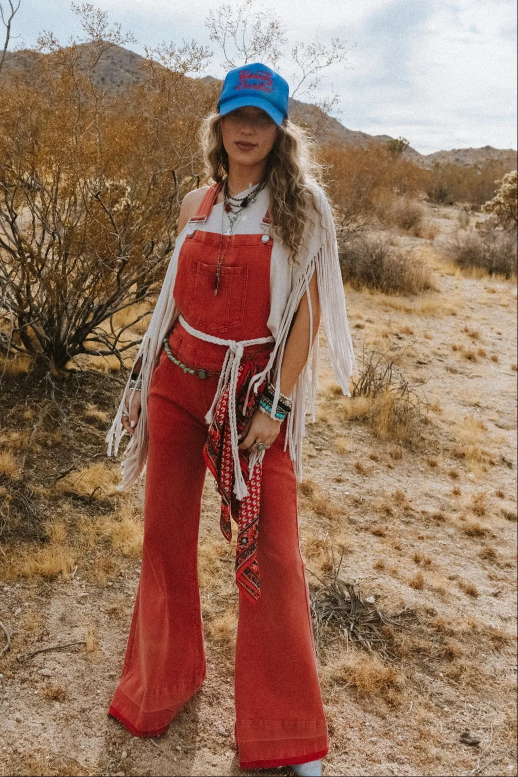 Holly Denim Overalls - Red sold by Three Bird Nest