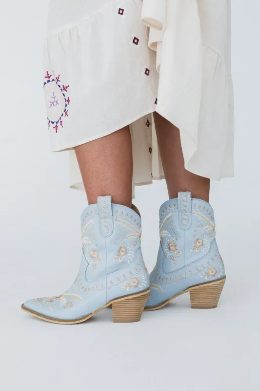 Dolly Embroidered Cowboy Boot - Blue made by Mi.iM