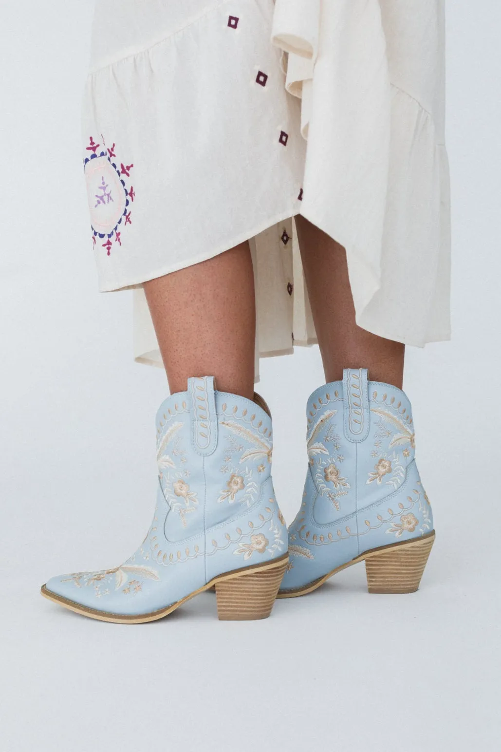 Dolly Embroidered Cowboy Boot - Blue sold by Three Bird Nest