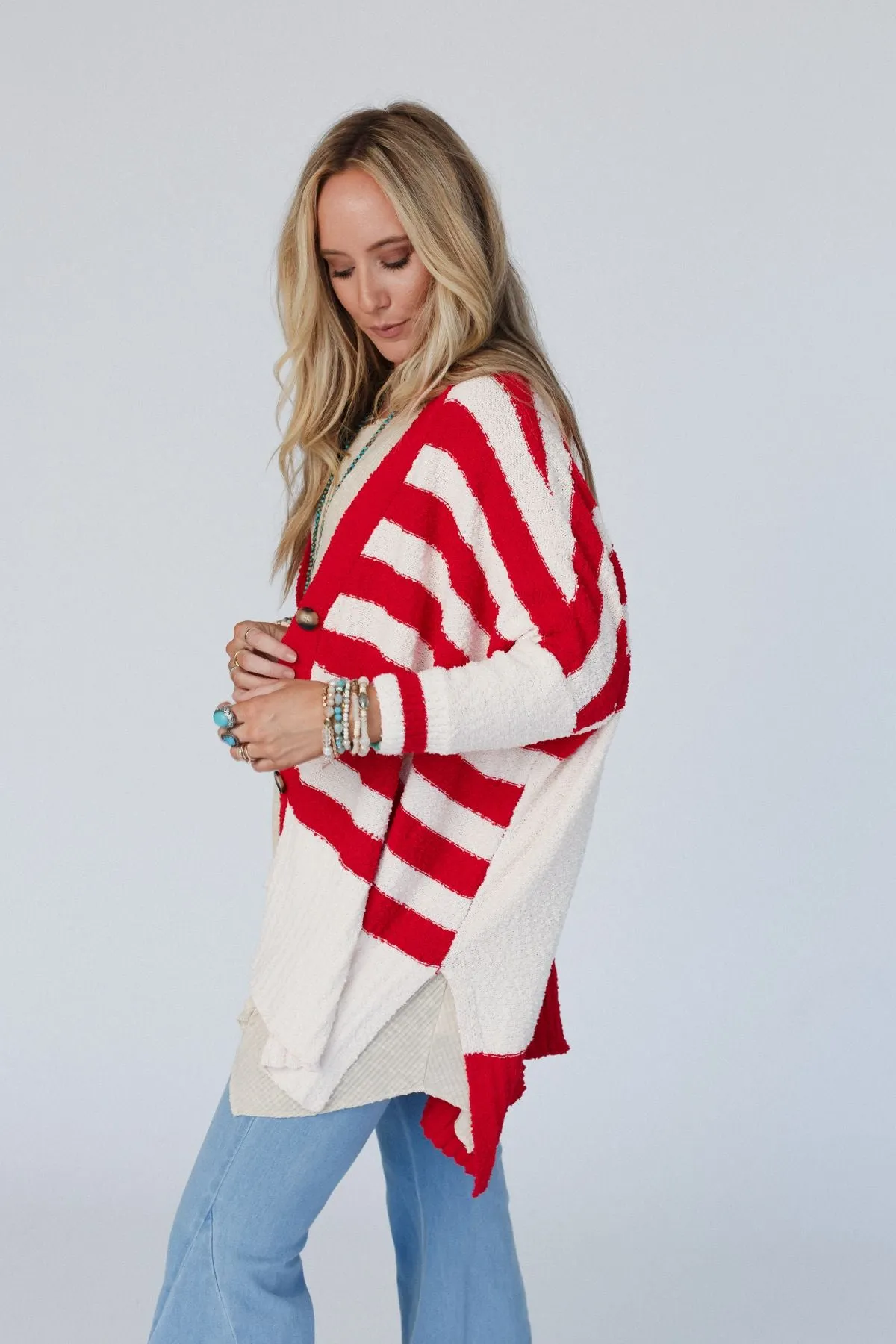 Great Stripes Cardigan - Red sold by Three Bird Nest product image thumbnail 5