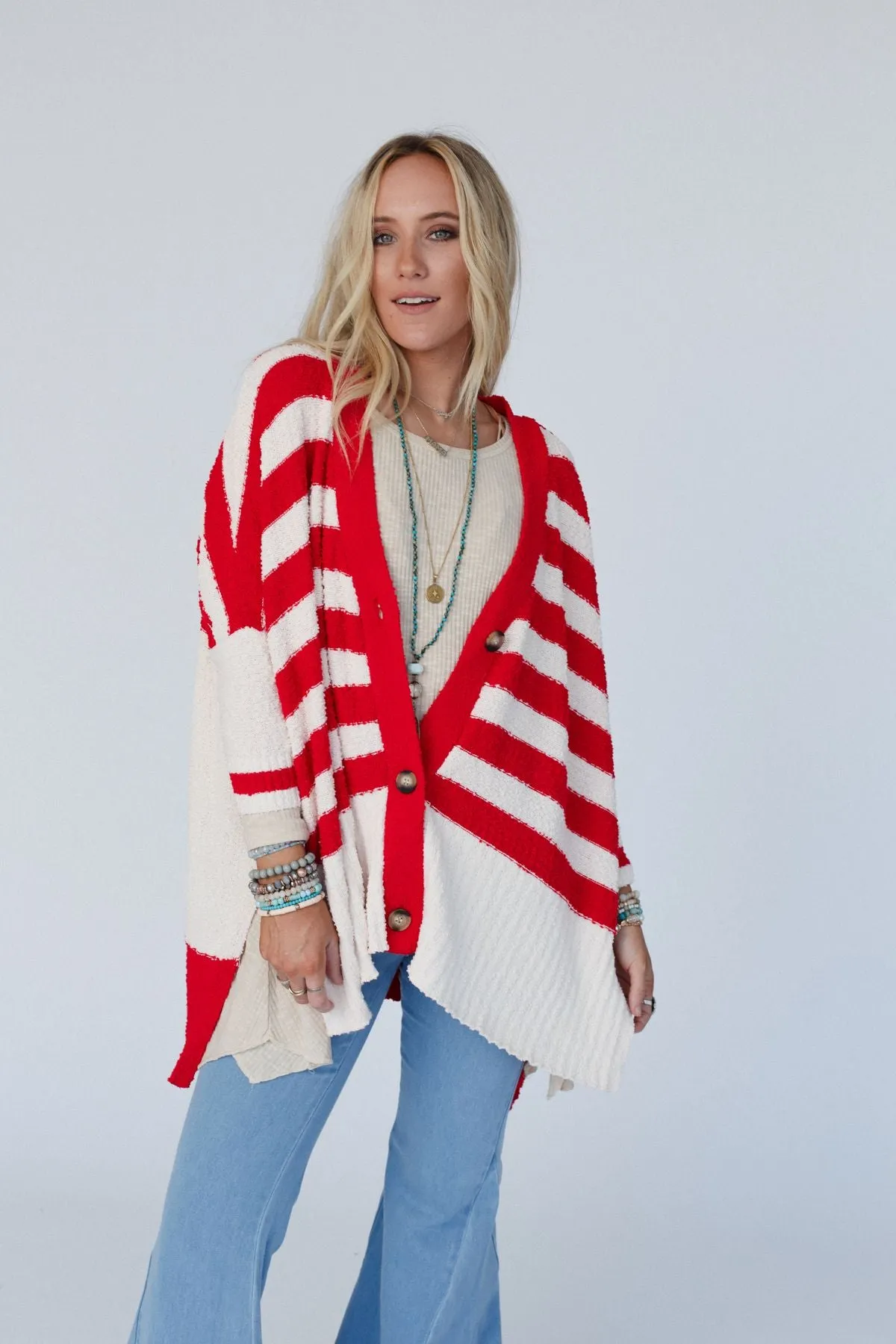 Great Stripes Cardigan - Red sold by Three Bird Nest product image thumbnail 2