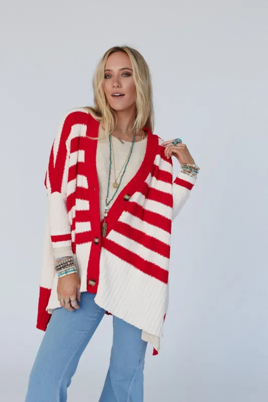 Great Stripes Cardigan - Red made by First Love