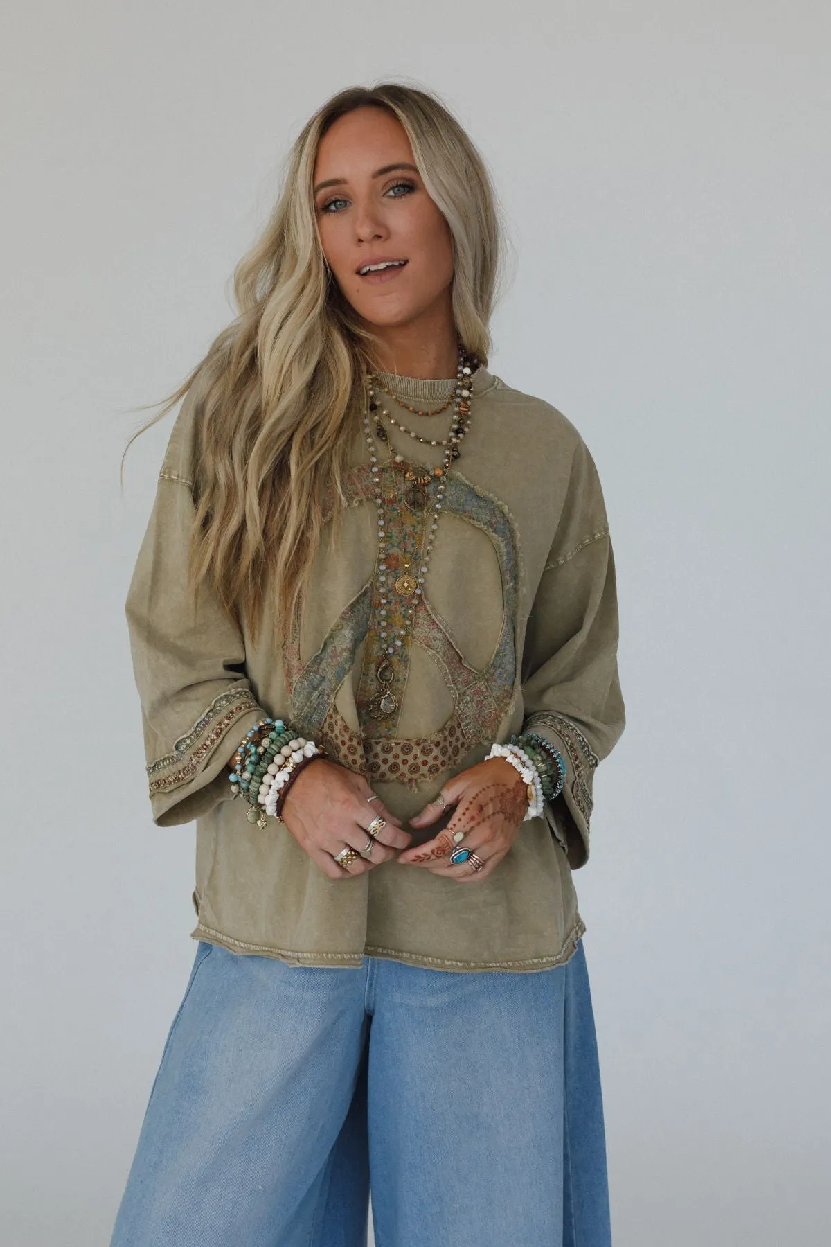Josephine Peace Patchwork Top - Olive sold by Three Bird Nest product image thumbnail 5