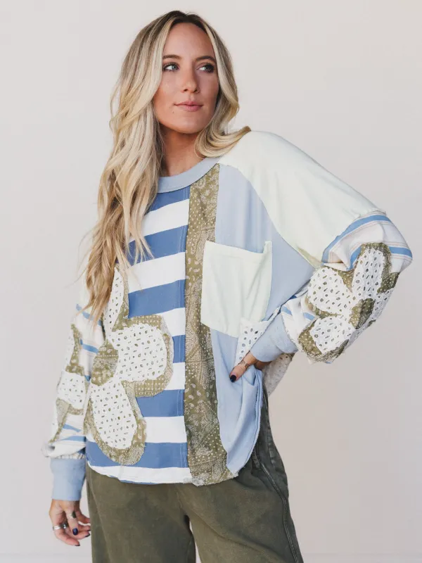 Daisy Darling Patchwork Top - Blue sold by Three Bird Nest