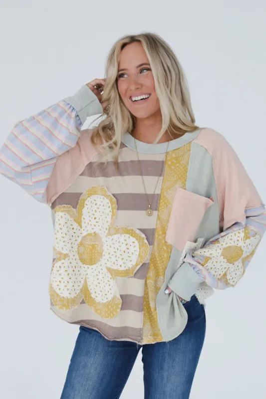 Daisy Darling Patchwork Top - Pink Lavender sold by Three Bird Nest