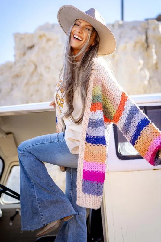 Wrapped up in Color Knit Cardigan - Cream sold by Three Bird Nest
