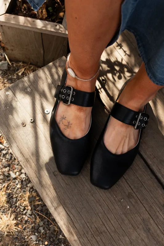 Soho Buckle Ballet Flats - Black sold by Three Bird Nest