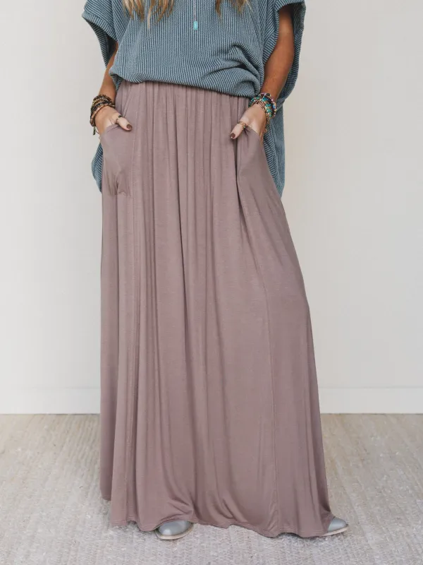 The Perfect Pocketed Maxi Skirt - Mocha sold by Three Bird Nest