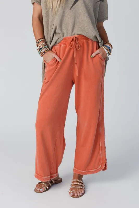 So Comfy Wide Leg Pant Cropped Length - Faded Rust sold by Three Bird Nest