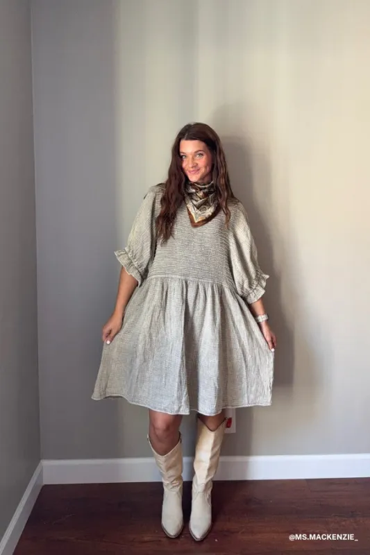 Quinn Puff Sleeve Mini Dress - Natural sold by Three Bird Nest