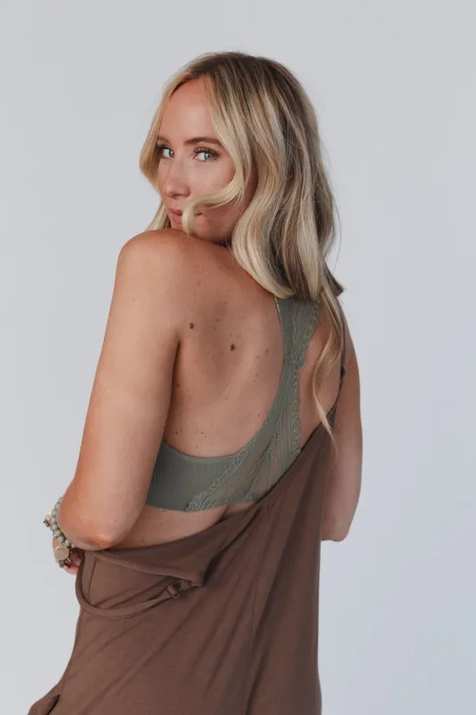 Evermore Seamless Lace Racerback Bralette - Sage sold by Three Bird Nest
