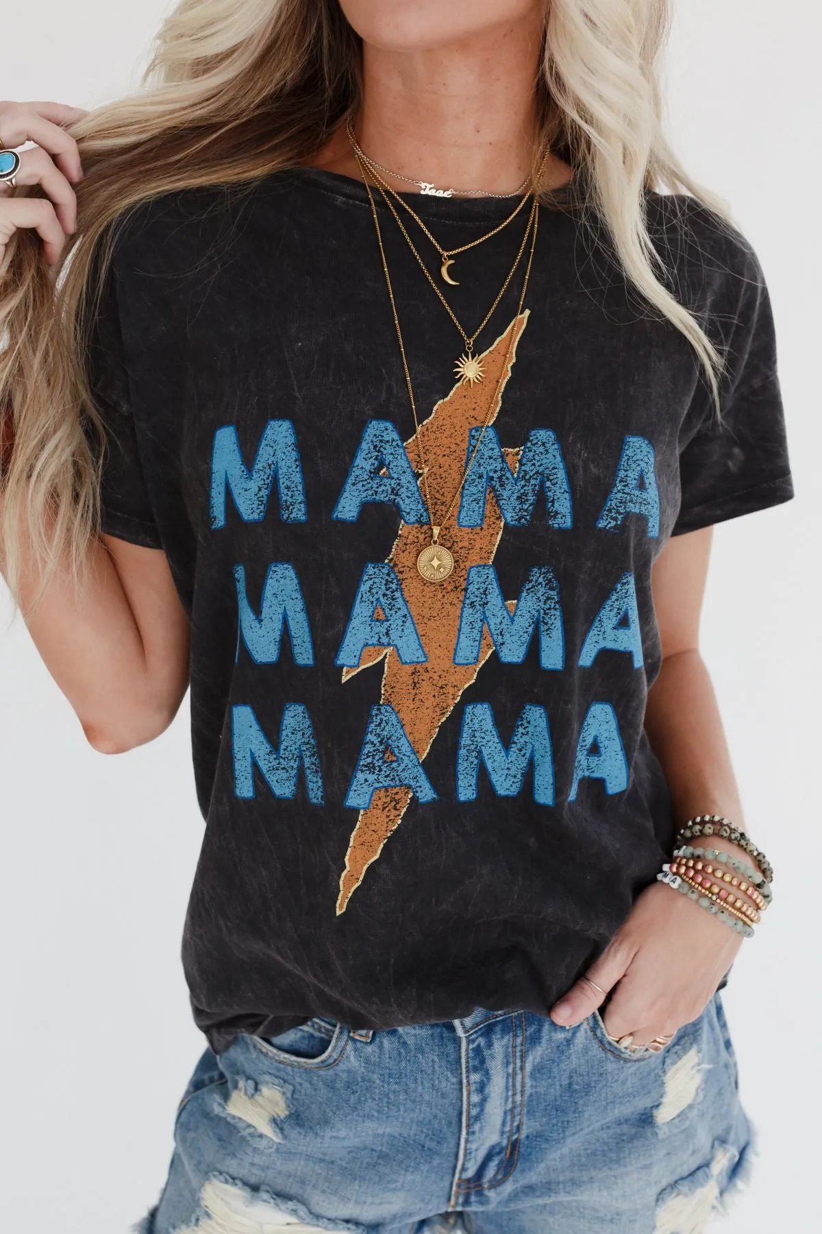 Thunder Mama Vintage Graphic Tee - Charcoal sold by Three Bird Nest
