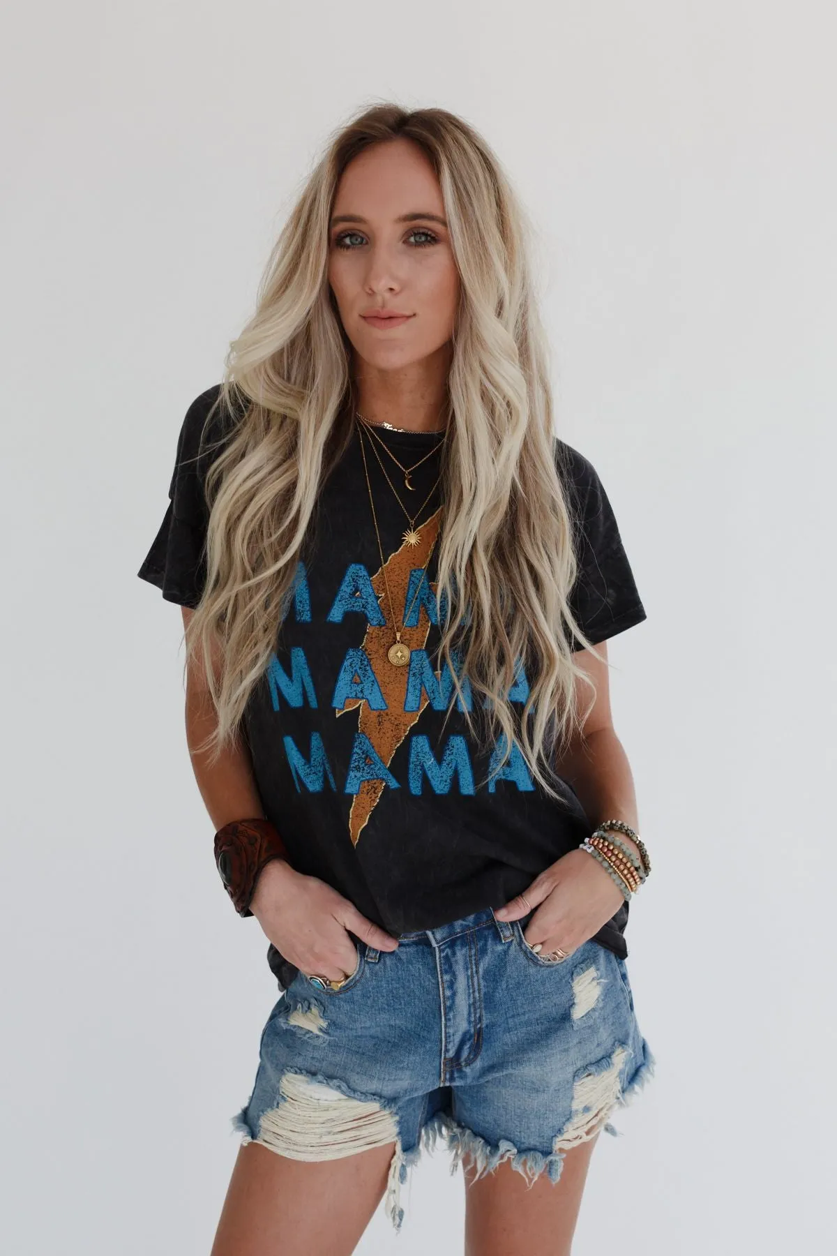 Thunder Mama Vintage Graphic Tee - Charcoal sold by Three Bird Nest product image thumbnail 5