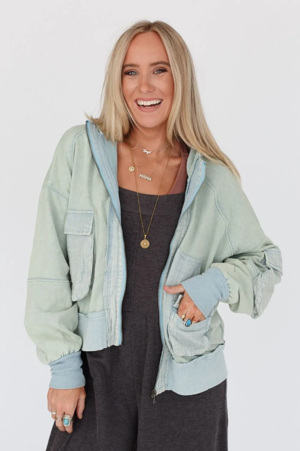 Adventure Awaits Hooded Jacket - Washed Blue sold by Three Bird Nest product image thumbnail 2