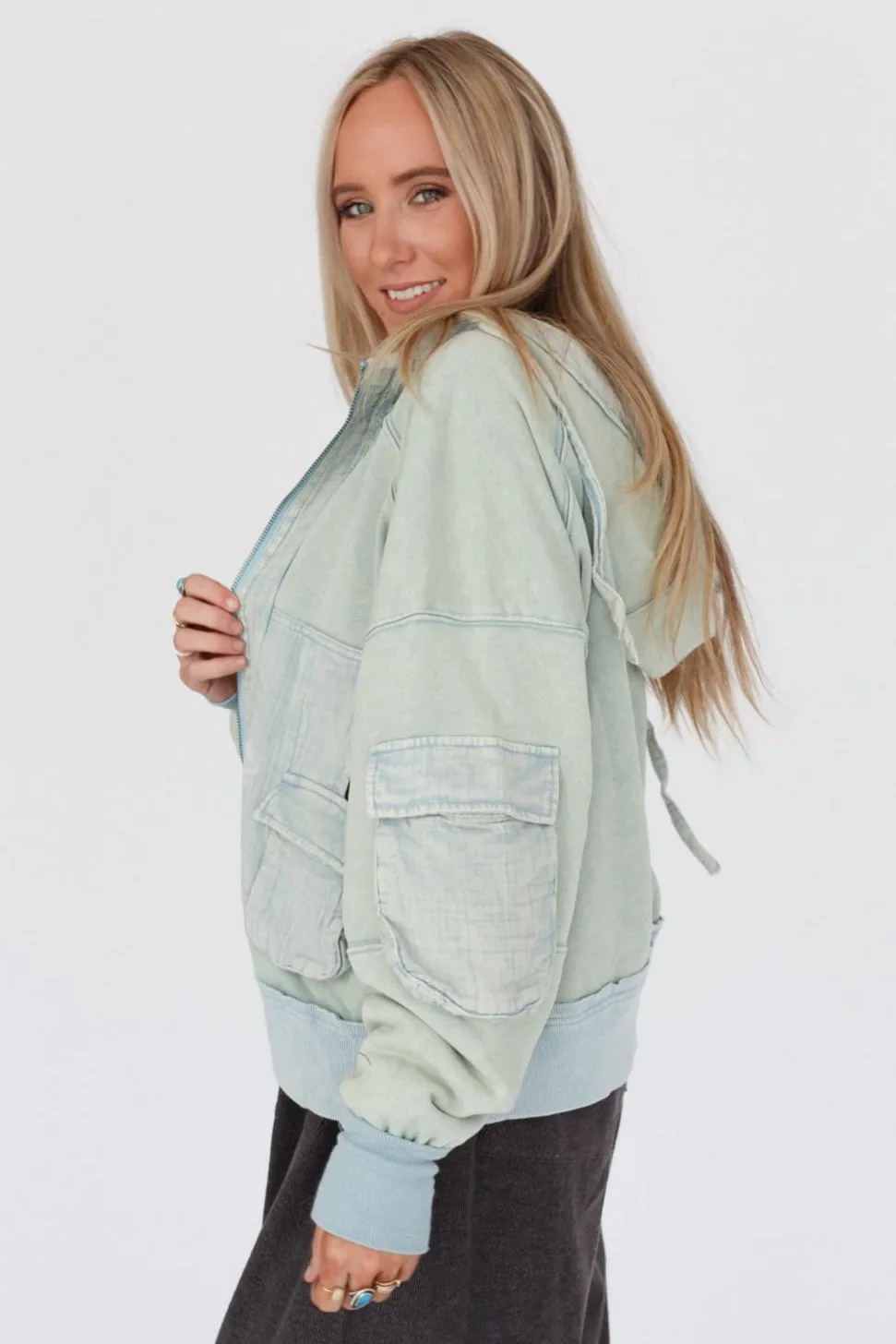 Adventure Awaits Hooded Jacket - Washed Blue sold by Three Bird Nest product image thumbnail 4