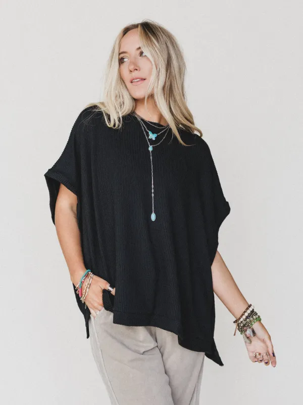 The Nest Moon Glow Texture Knit Top - Black sold by Three Bird Nest