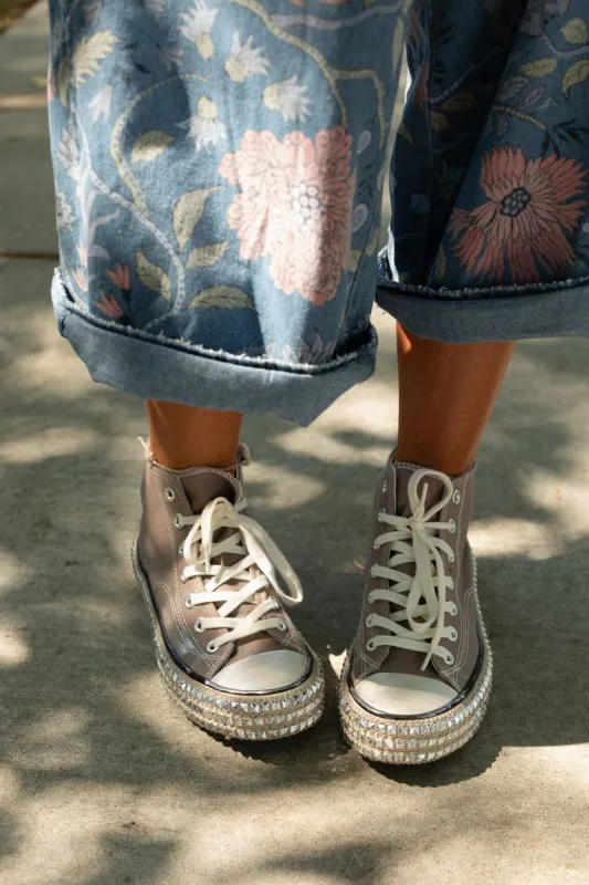 Chantel Studded High Top Sneaker - Mocha sold by Three Bird Nest