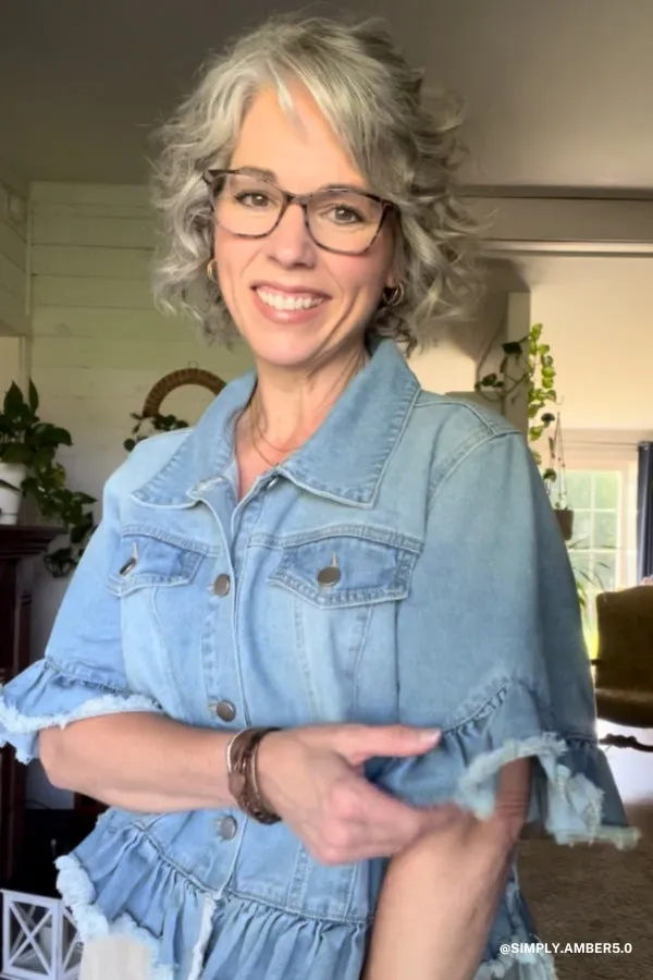 Scottie Ruffle Denim Jacket - Light Denim sold by Three Bird Nest product image thumbnail 2