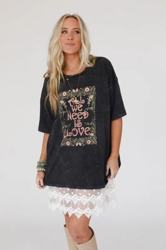 Share The Love Graphic Tee - Charcoal sold by Three Bird Nest