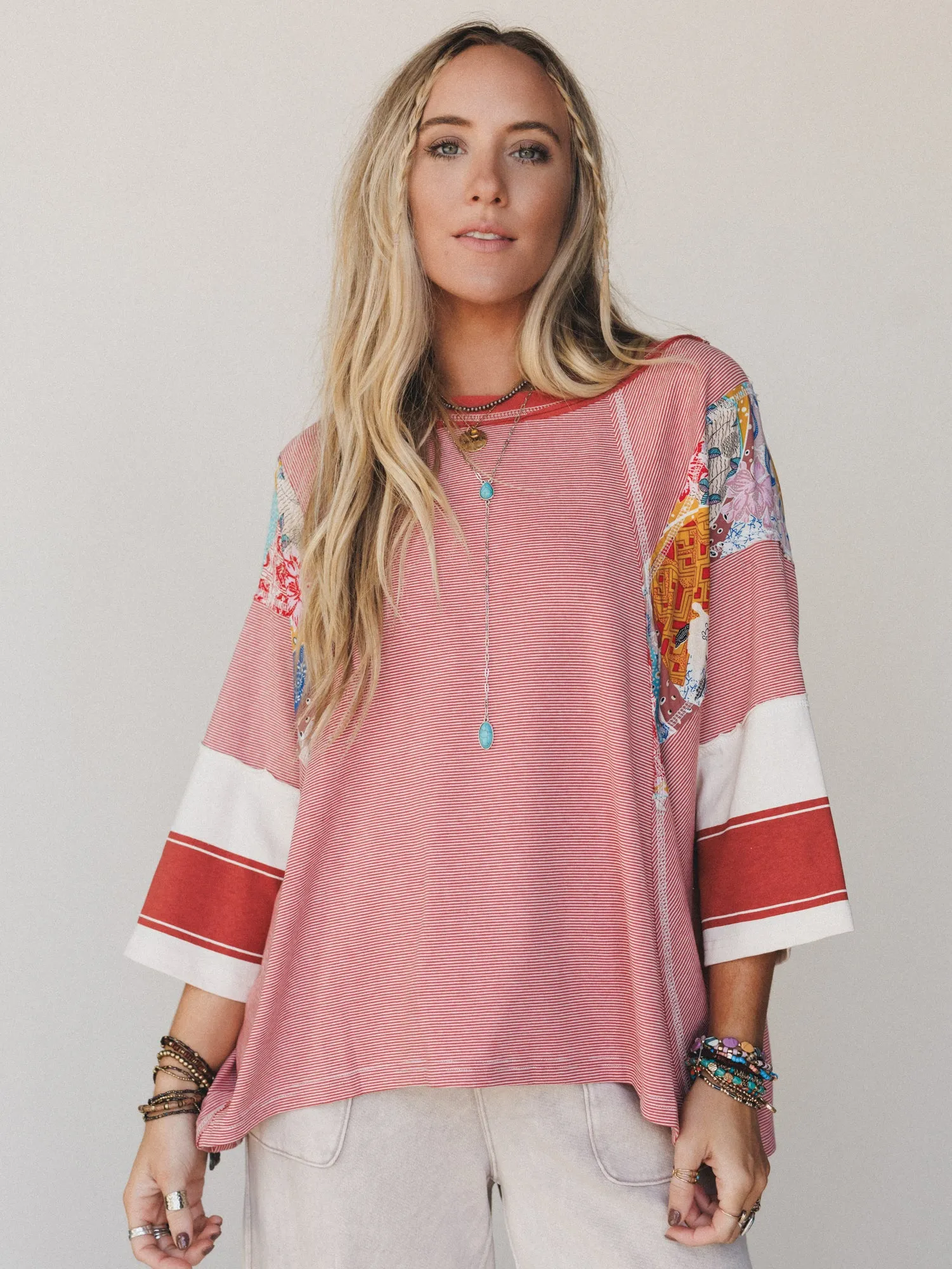 Britt Patchwork Top - Red sold by Three Bird Nest product image thumbnail 4