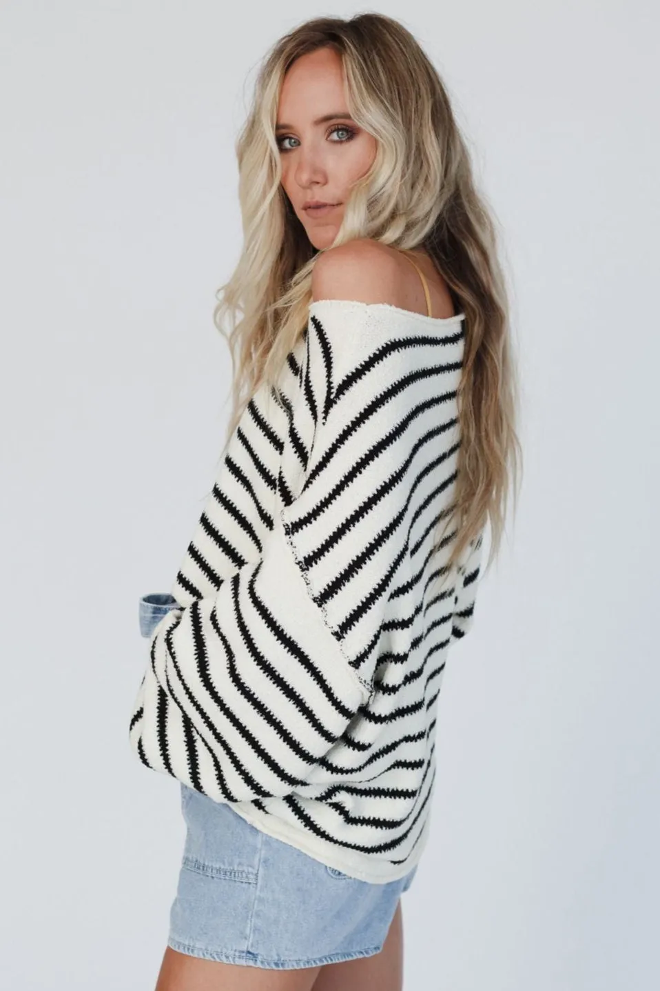 All My Stripes Oversized Sweater - Cream Black sold by Three Bird Nest product image thumbnail 3
