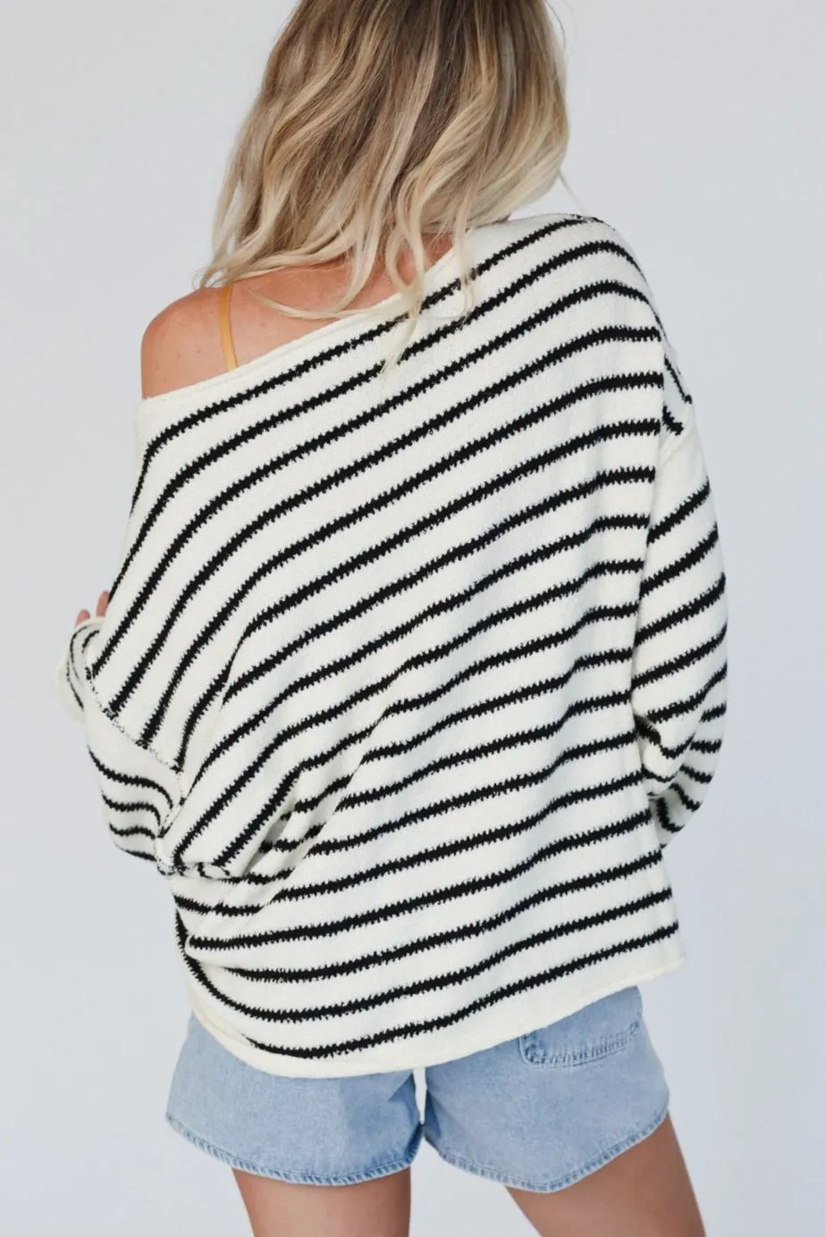 All My Stripes Oversized Sweater - Cream Black sold by Three Bird Nest product image thumbnail 5