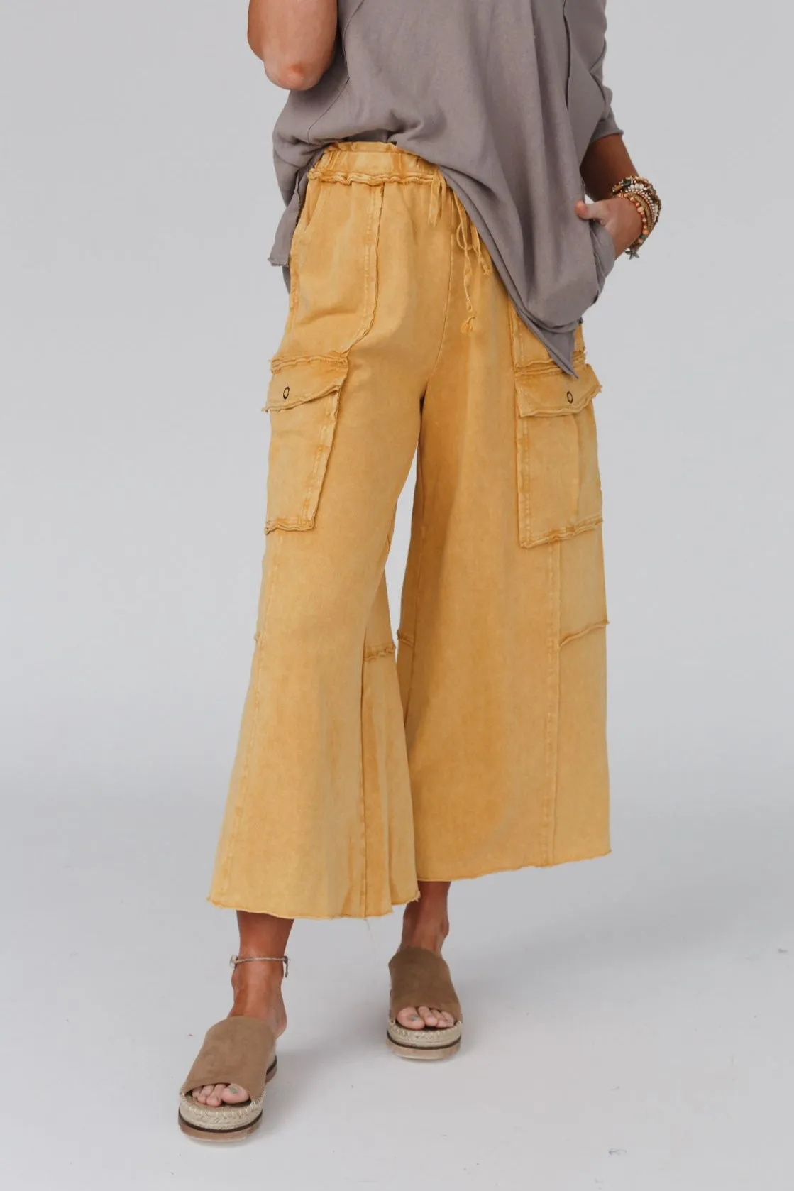Game On Cargo Wide Leg Pant - Mustard sold by Three Bird Nest product image thumbnail 2