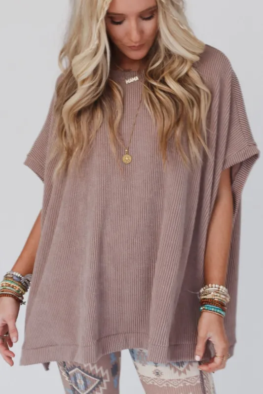 The Nest Moon Glow Texture Knit Top - Acorn sold by Three Bird Nest