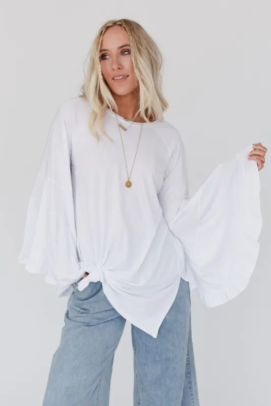 Bell Sleeve Baseball Tee - White sold by Three Bird Nest