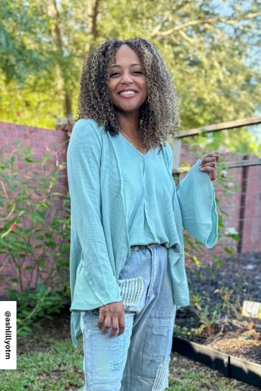 Golden Hour Long Bell Sleeve Top - Sage sold by Three Bird Nest