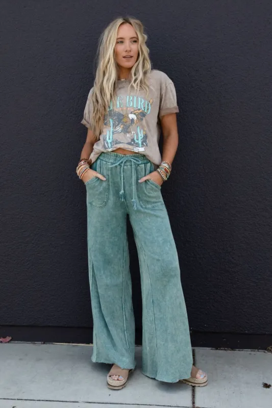 Relaxing Robin Wide Leg Pant - New Teal sold by Three Bird Nest