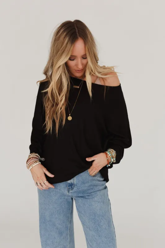 Fly With Me Batwing Sleeve Knit Sweater - Black sold by Three Bird Nest