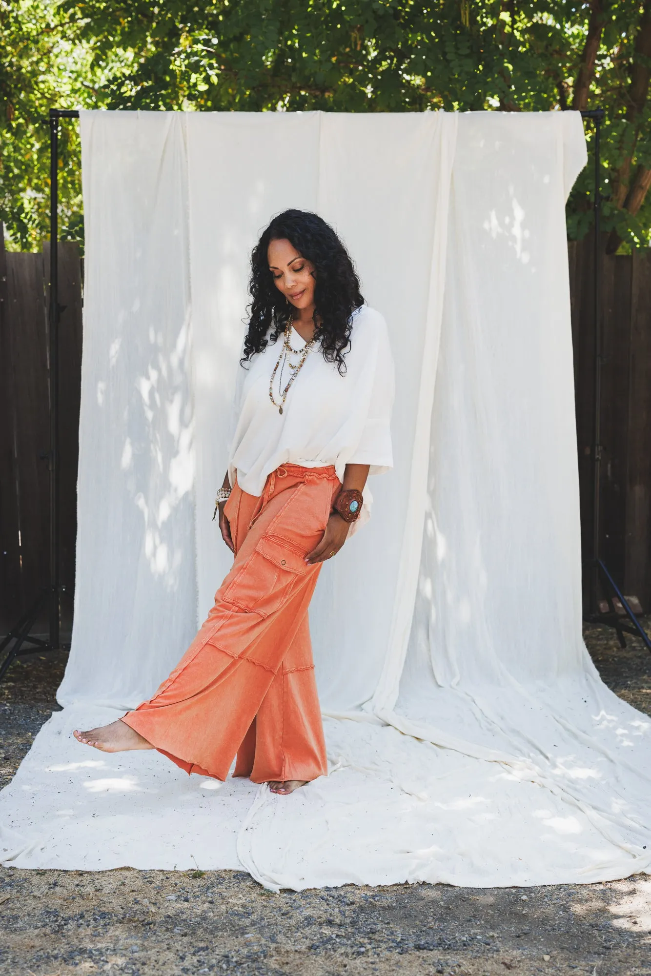 Game On Cargo Wide Leg Pant - Burnt Orange sold by Three Bird Nest product image thumbnail 2