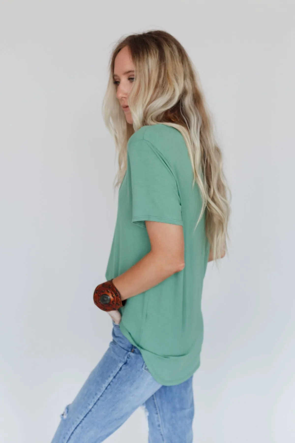Scoop Neck Bralette Tee - Sage sold by Three Bird Nest product image thumbnail 4