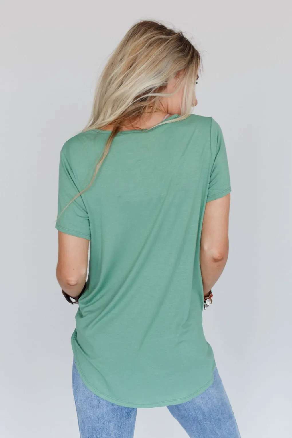 Scoop Neck Bralette Tee - Sage sold by Three Bird Nest product image thumbnail 2