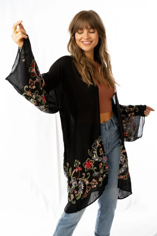 Fun In Florals Kimono - Black sold by Three Bird Nest