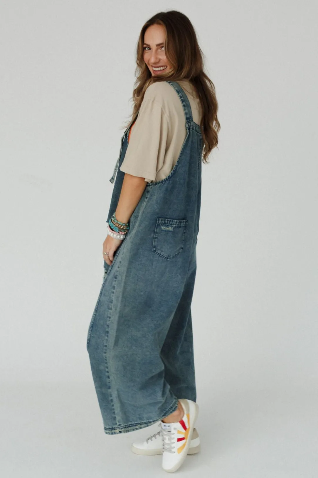 High Hopes Slouchy Denim Overalls - Blue sold by Three Bird Nest product image thumbnail 5
