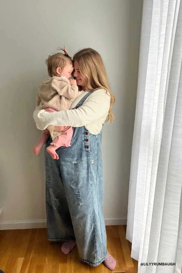 High Hopes Slouchy Denim Overalls - Blue sold by Three Bird Nest product image thumbnail 4