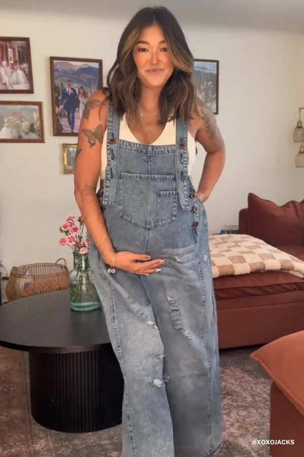 High Hopes Slouchy Denim Overalls - Blue sold by Three Bird Nest product image thumbnail 2